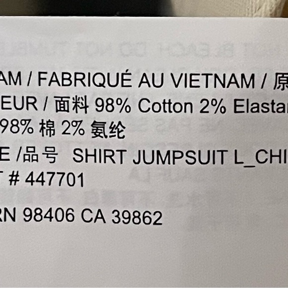 Theory Womens Ivory Collared Long Sleeve Full Length Jumpsuit Pockets, Sz 0 NWOT - Picture 13 of 13